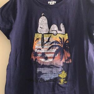 Ladies Navy Graphic T-Shirt Snoopy & Woodstock